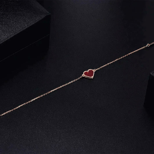 HEART CARNELIAN ROSE GOLD BRACELET