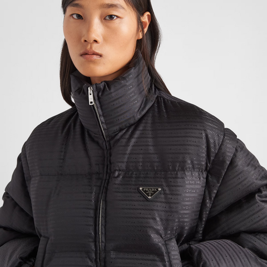 Re-Nylon cropped hooded down jacket