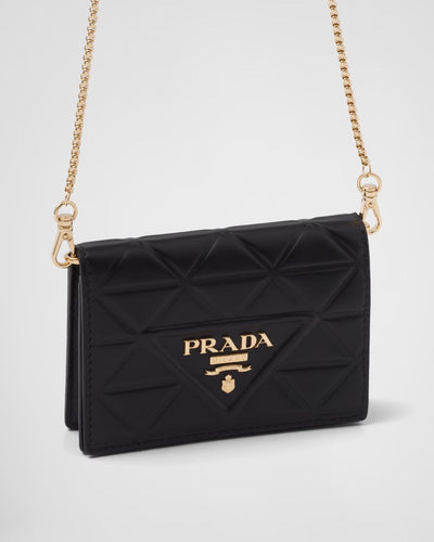 Leather card holder with shoulder strap
