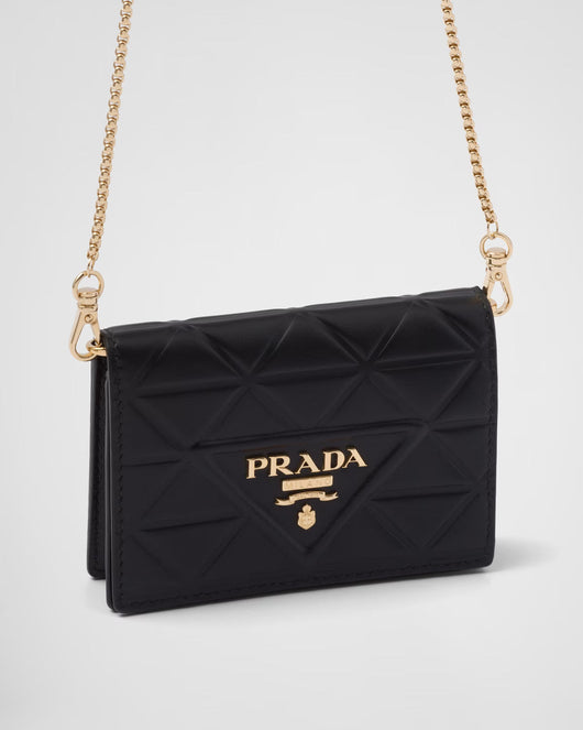 Leather card holder with shoulder strap