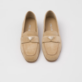 Suede loafers Ecru