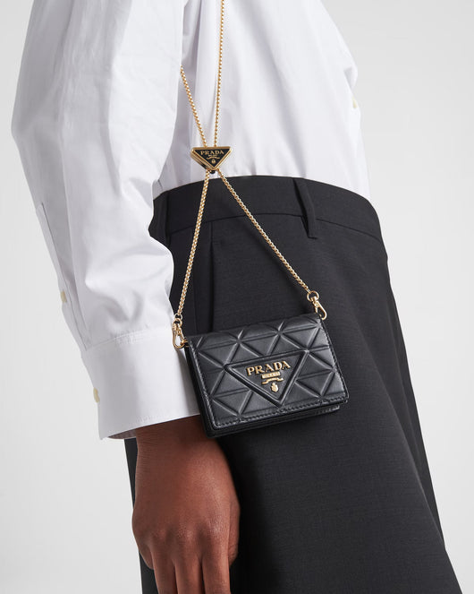 Leather card holder with shoulder strap