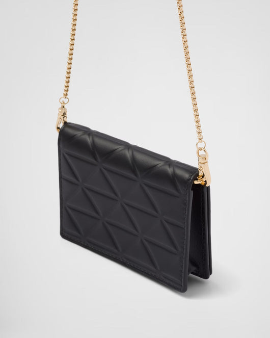 Leather card holder with shoulder strap