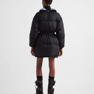 Re-Nylon Gabardine hooded down coat