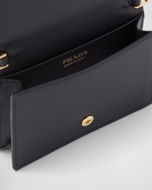 Leather card holder with shoulder strap