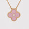 CLOVER 15MM DIAMOND AND PINK MOTHER-OF-PEARL NECKLACE