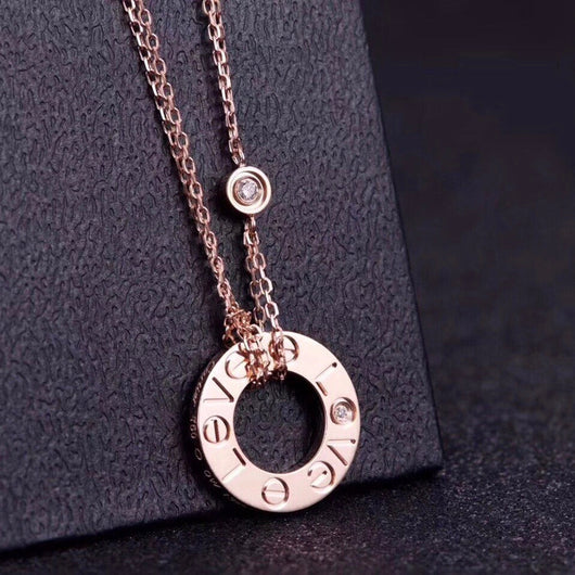 LOVE NECKLACE 16MM 2 DIAMONDS