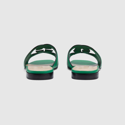 Women's slide leather sandal with Interlocking G