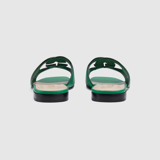 Women's slide leather sandal with Interlocking G