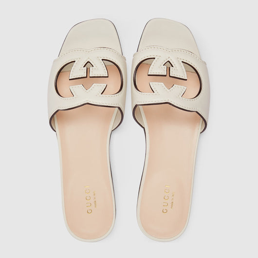 Suede sandal with interlocking G