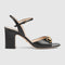Women's mid-heel leather sandal with Horsebit