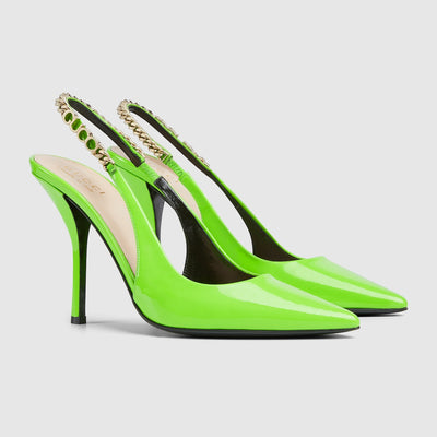 Signoria elastic slingback pump