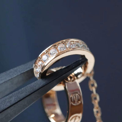 LOVE NECKLACE ROSE GOLD AND SILVER DIAMOND