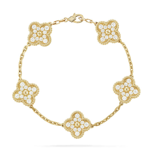 CLOVER 5 MOTIFS  FULL DIAMOND BRACELET