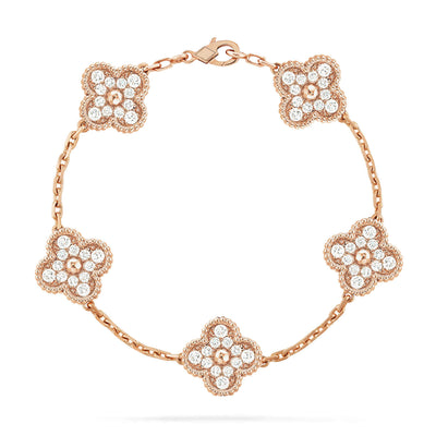 CLOVER 5 MOTIFS  FULL DIAMOND BRACELET