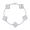 CLOVER  5 MOTIF PURPLE CHALCEDONY BRACELET SILVER