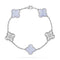 CLOVER  5 MOTIF DIAMOND PURPLE CHALCEDONY BRACELET SILVER