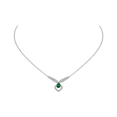 JOSEPHINE MALACHITE SILVER DIAMOND NECKLACE