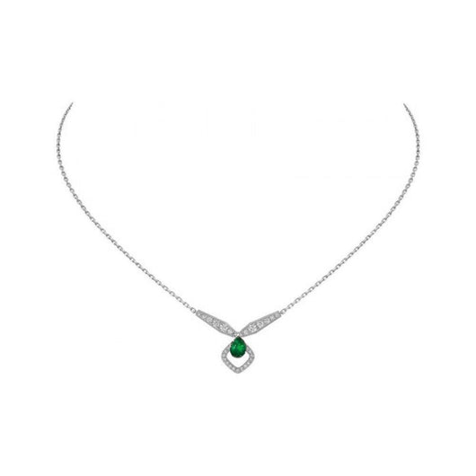 JOSEPHINE MALACHITE SILVER DIAMOND NECKLACE