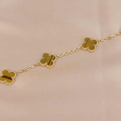 CLOVER  5 MOTIFS TIGER EYE BRACELET