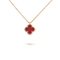 CLOVER MINI 9.5MM WHITE CARNELIANS NECKLACE