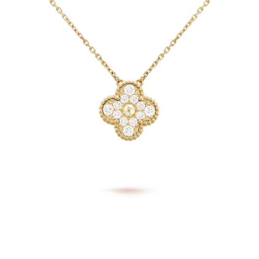 CLOVER 15MM DIAMOND SINGLE FLOWER NECKLACE