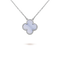 CLOVER 15MM BLUE CHALCEDONY NECKLACE SILVER