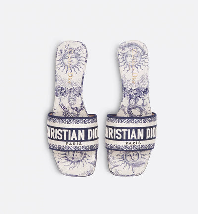 Dway Heeled Embroidered Cotton Slide