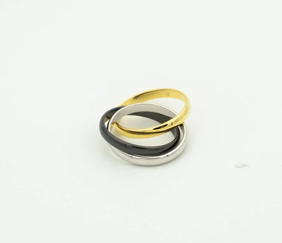 TRINITY RING BLACK GOLD SILVER