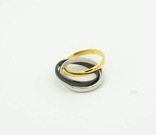 TRINITY RING BLACK GOLD SILVER