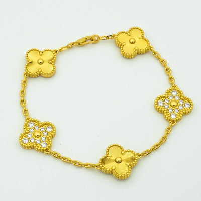 CLOVER 5 MOTIFS LASER DIAMOND BRACELET