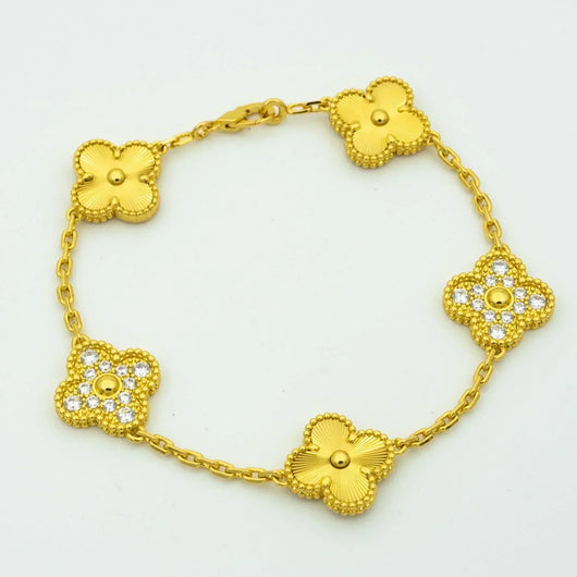 CLOVER 5 MOTIFS LASER DIAMOND BRACELET