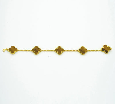 CLOVER  5 MOTIFS TIGER EYE BRACELET