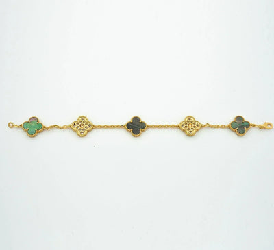 CLOVER 5 MOTIF GRAY MOP DIAMOND BRACELET