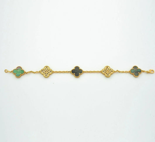 CLOVER 5 MOTIF GRAY MOP DIAMOND BRACELET