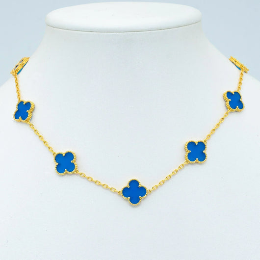 CLOVER VINTAGE AGATE NECKLACE 10 MOTIFS