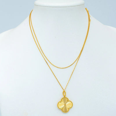 CLOVER  LARGE 25MM LASER NECKLACE GOLD