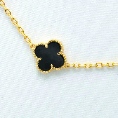 CLOVER VINTAGE ONYX  NECKLACE 10 MOTIFS