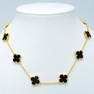 CLOVER VINTAGE ONYX  NECKLACE 10 MOTIFS