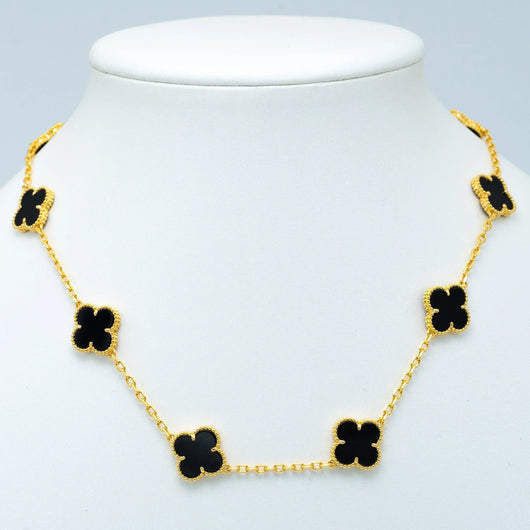 CLOVER VINTAGE ONYX  NECKLACE 10 MOTIFS