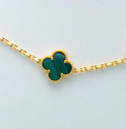 CLOVER VINTAGE MALACHITE NECKLACE 10 MOTIFS