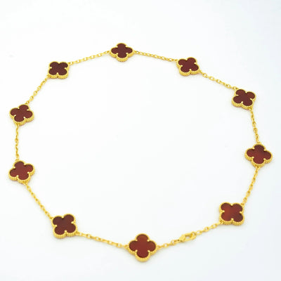 CLOVER VINTAGE CARNELIAN NECKLACE 10 MOTIFS