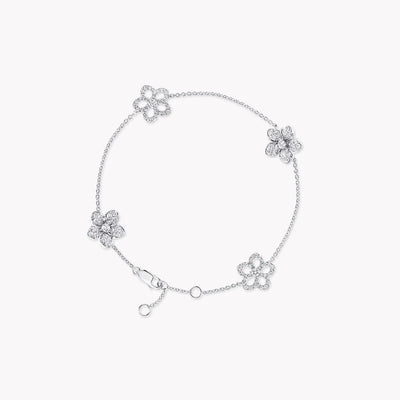 WILDFLOWER 4 MOTIFS DIAMOND BRACELET SILVER