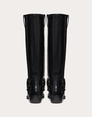 ROCKSTUD CALFSKIN BIKER BOOT 40MM