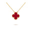 CLOVER 15MM CARNELIAN SINGLE FLOWER NECKLACE