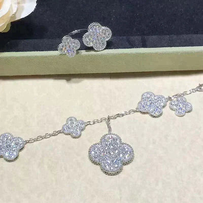 CLOVER 6 MOTIFS DIAMOND BRACELET SILVER