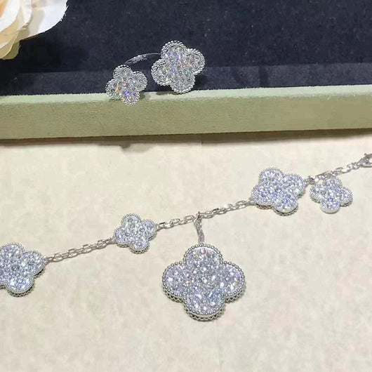 CLOVER 6 MOTIFS DIAMOND BRACELET SILVER