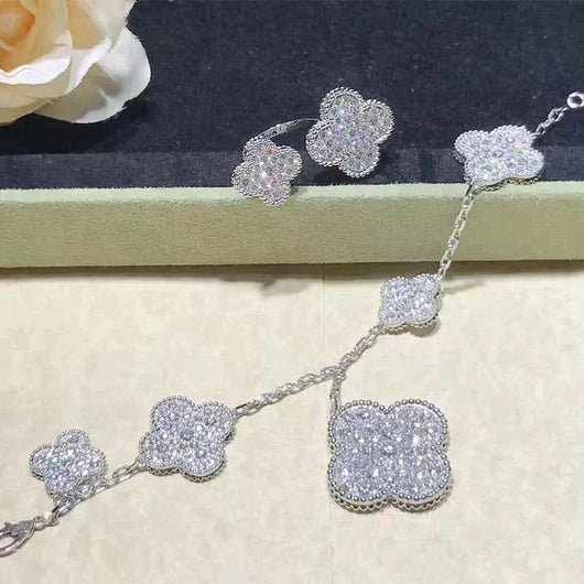 CLOVER 6 MOTIFS DIAMOND BRACELET SILVER