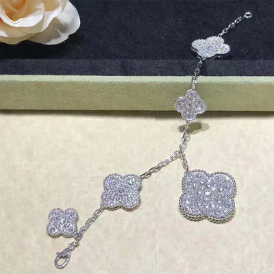 CLOVER 6 MOTIFS DIAMOND BRACELET SILVER