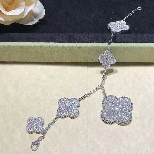 CLOVER 6 MOTIFS DIAMOND BRACELET SILVER